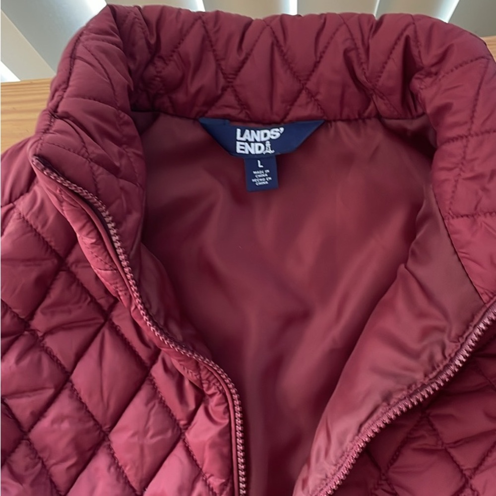 Lands' End Red Puffer Jacket for Cozy Comfort